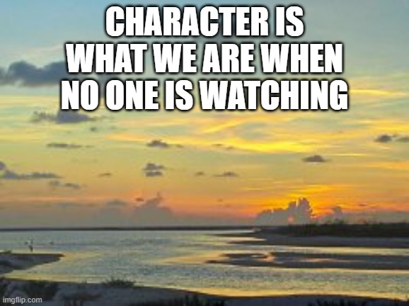 character in us | CHARACTER IS WHAT WE ARE WHEN NO ONE IS WATCHING | image tagged in honesty,values,act,be yourself | made w/ Imgflip meme maker