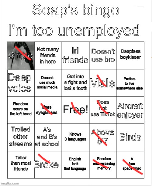 Soap's bingo | image tagged in soap's bingo | made w/ Imgflip meme maker