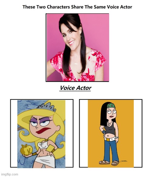 Rachel MacFarlane | image tagged in same voice actor,the grim adventures of billy and mandy,american dad,20th century fox,cartoon network,rachel macfarlane | made w/ Imgflip meme maker