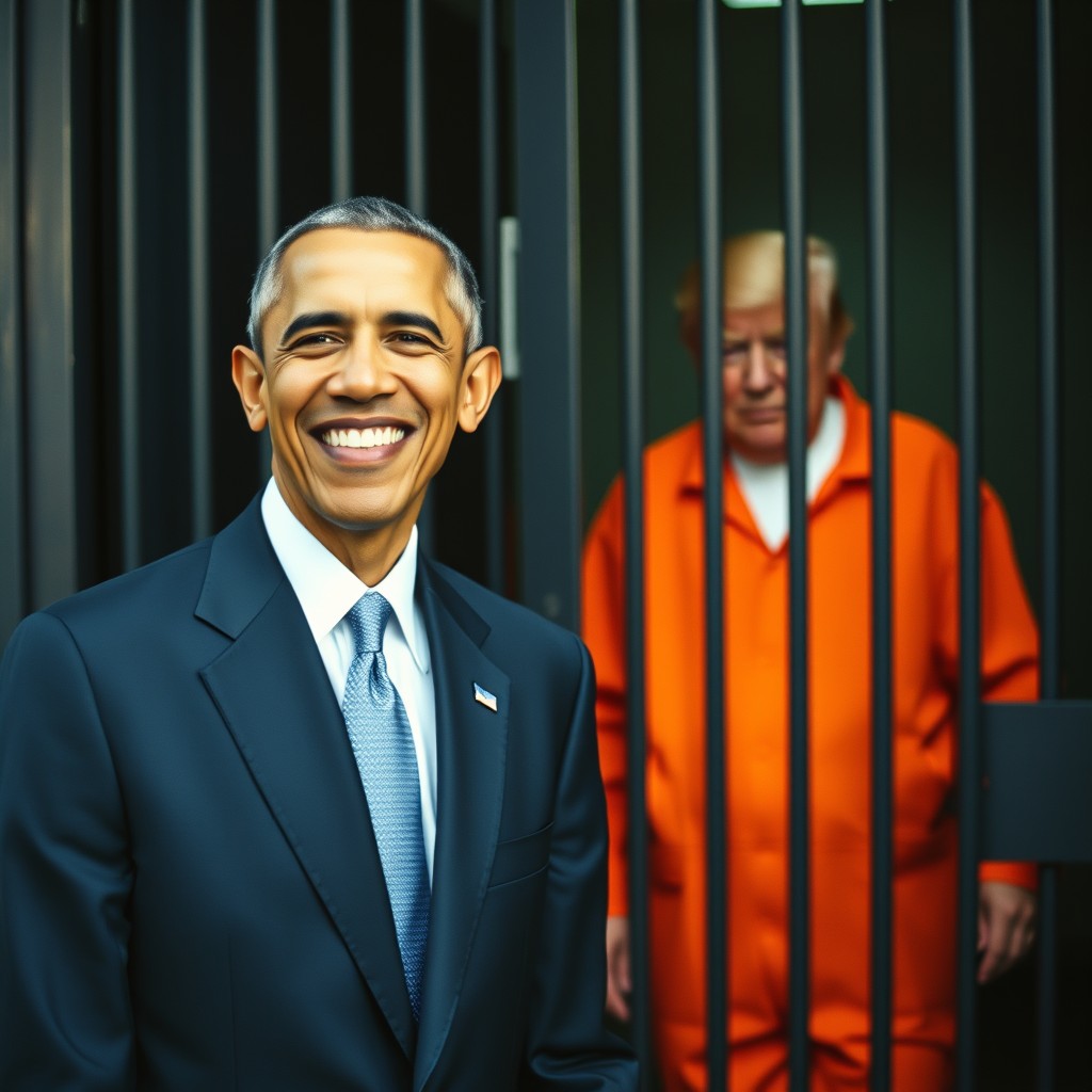 Obama with a clean record, Trump with 34 felony convictions. Blank Meme Template