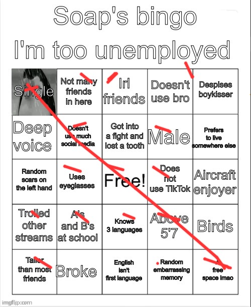 Soap's bingo | image tagged in soap's bingo | made w/ Imgflip meme maker