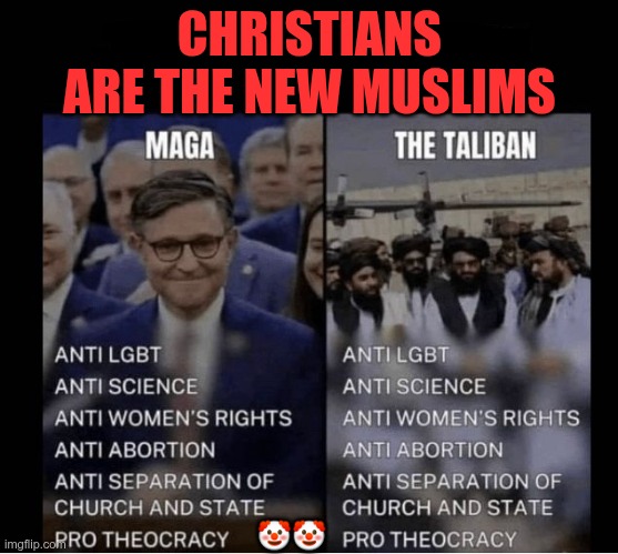 Christians Gone Muslim | CHRISTIANS ARE THE NEW MUSLIMS; 🤡🤡 | image tagged in trump,gop,maga,nazi,fascist,muslims | made w/ Imgflip meme maker