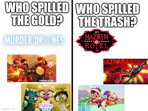 My subjective opinions | WHO SPILLED THE TRASH? WHO SPILLED THE GOLD? | image tagged in maybe i am a monster | made w/ Imgflip meme maker