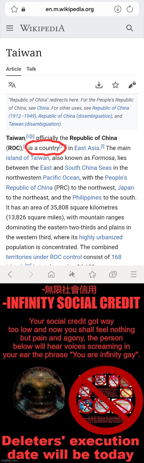 Wikipedia is OUTTA POCKET | image tagged in -infinity social credit,taiwan,funny,memes,wikipedia,illegal | made w/ Imgflip meme maker