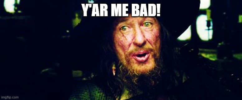 Barbossa Guidelines | Y'AR ME BAD! | image tagged in barbossa guidelines | made w/ Imgflip meme maker