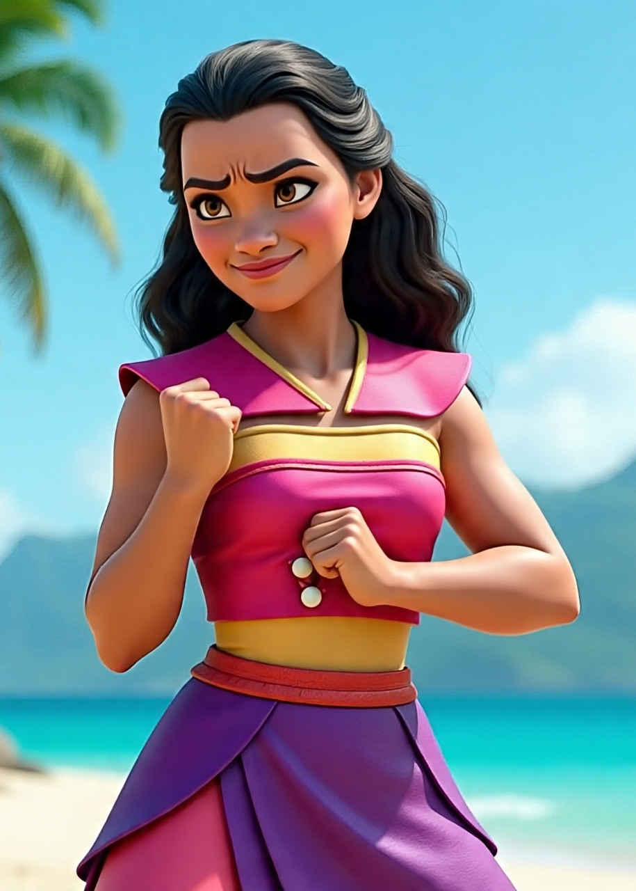 Moana Doing The Kung Fu Blank Meme Template