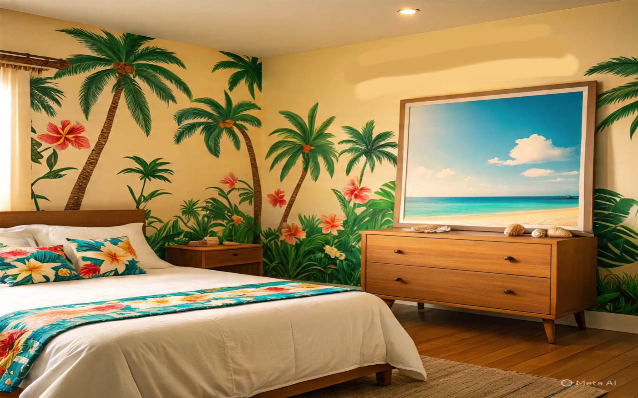 Hawaiian Island Bedroom Blank Meme Template