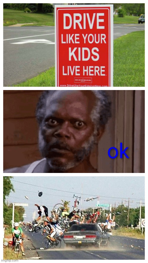Drive like your kids live here. | image tagged in drive like your kids live here,samuel l jackson,diving | made w/ Imgflip meme maker