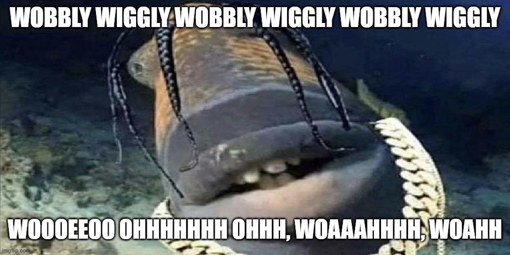 wobbly | WOBBLY WIGGLY WOBBLY WIGGLY WOBBLY WIGGLY; WOOOEEOO OHHHHHHH OHHH, WOAAAHHHH, WOAHH | image tagged in travis scott fish | made w/ Imgflip meme maker