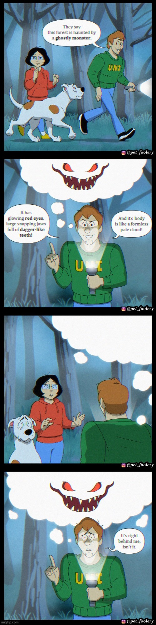 image tagged in forest,haunted,ghost,monster,thought bubble,wait what | made w/ Imgflip meme maker