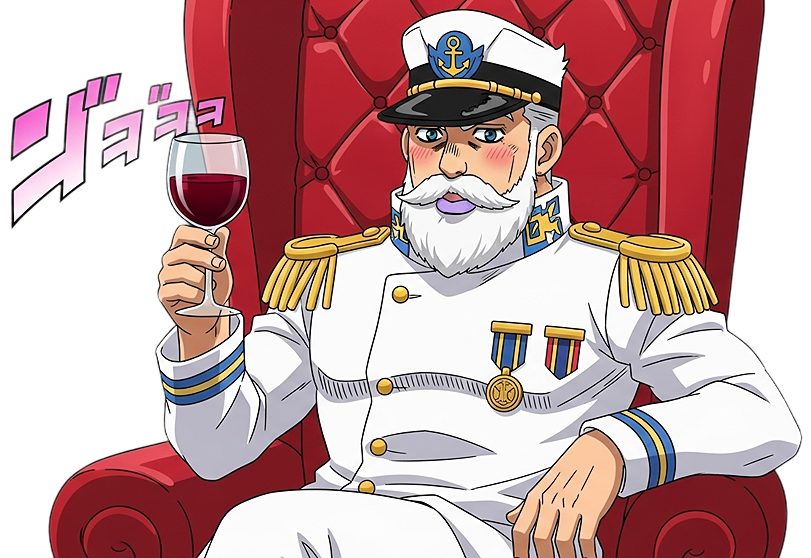 calm captain enjoying a glass of wine Blank Meme Template