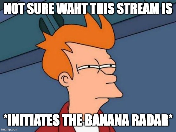 auuuugghgh where creativity | NOT SURE WAHT THIS STREAM IS; *INITIATES THE BANANA RADAR* | image tagged in memes,futurama fry | made w/ Imgflip meme maker
