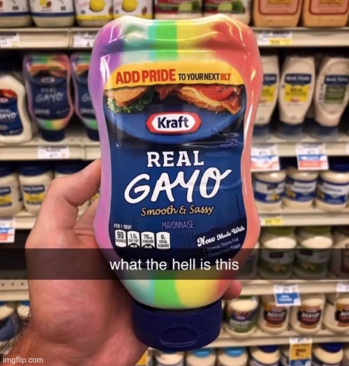 Gayonnaise | image tagged in mayonnaise,gay | made w/ Imgflip meme maker