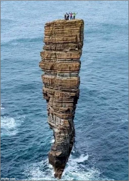 Look At Those Friendly People Waving ! | image tagged in rock stack,climbers,trapped,waving,dark humour | made w/ Imgflip meme maker