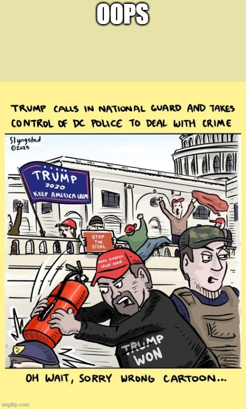 wrong cartoon | OOPS | image tagged in maga,trump,nevertrump,trump supporters,donald trump,conservatives | made w/ Imgflip meme maker
