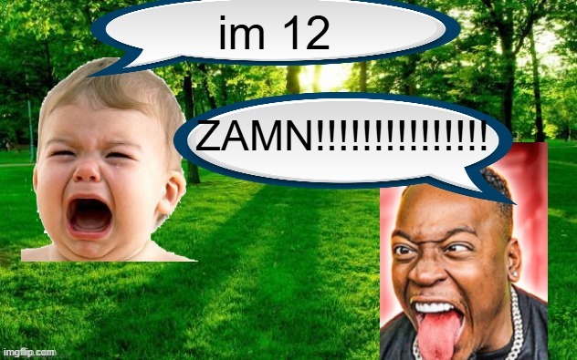 crying baby vs zesty mf | im 12; ZAMN!!!!!!!!!!!!!!! | image tagged in crying baby vs zesty mf | made w/ Imgflip meme maker