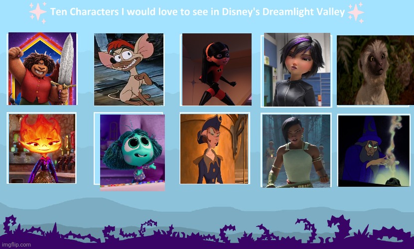 Ten Characters I'd Like To See in Dreamlight Valley | image tagged in ten characters i'd like to see in dreamlight valley | made w/ Imgflip meme maker