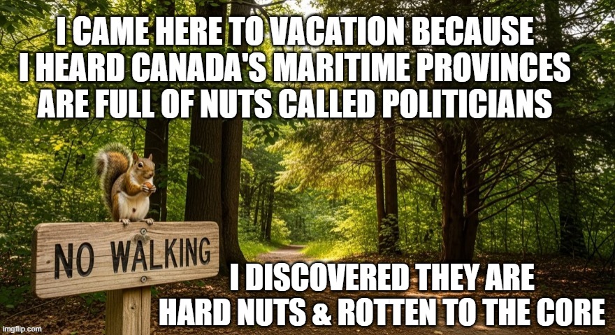 Canada's Maritime Premiers Ban Walking & Hiking in the Woods | I DISCOVERED THEY ARE HARD NUTS & ROTTEN TO THE CORE | made w/ Imgflip meme maker
