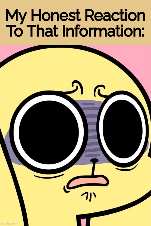 A Meme I Made Out Of Sheer Boredom | My Honest Reaction To That Information: | image tagged in scared chikn nuggit,my honest reaction,chikn nuggit | made w/ Imgflip meme maker