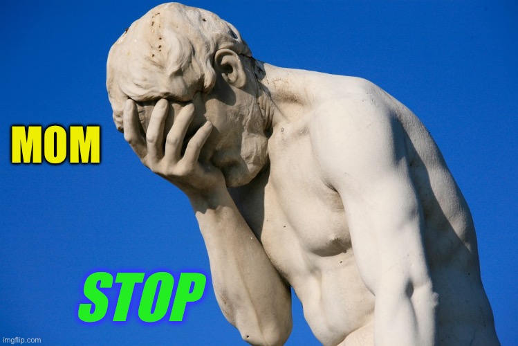 Embarrassed statue  | MOM STOP | image tagged in embarrassed statue | made w/ Imgflip meme maker