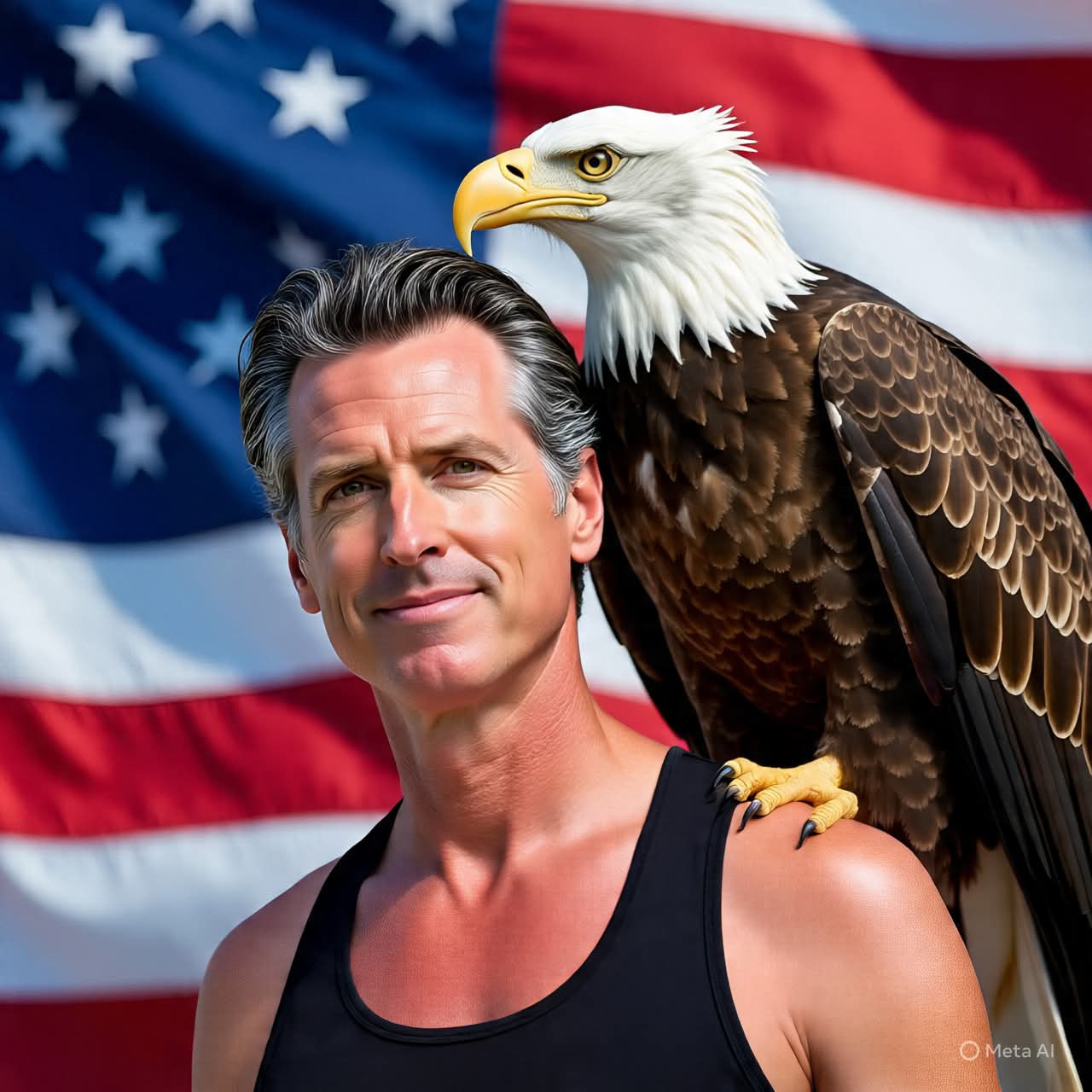 Gavin Newsom with Eagle Blank Meme Template