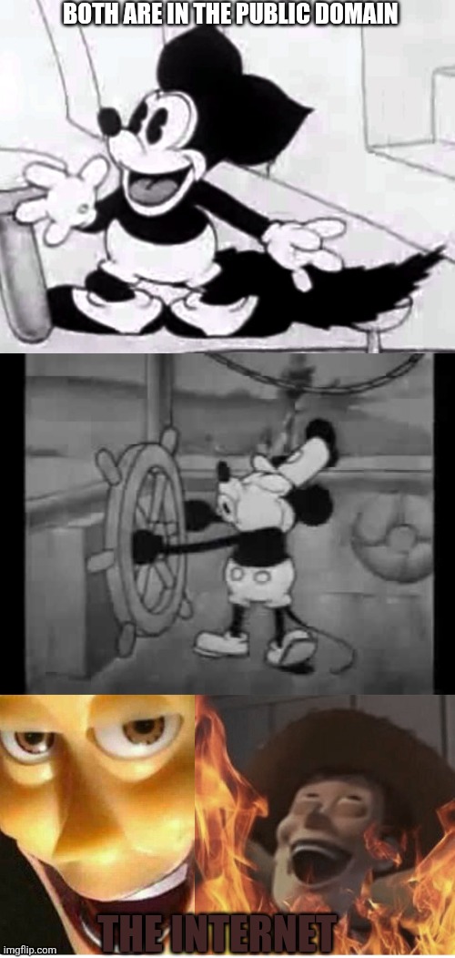 They can't stop them | BOTH ARE IN THE PUBLIC DOMAIN; THE INTERNET | image tagged in satanic woody,cartoon,funny | made w/ Imgflip meme maker