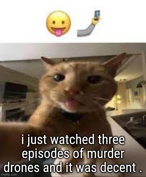 nobody gaf | i just watched three episodes of murder drones and it was decent . | made w/ Imgflip meme maker