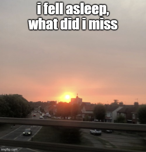 Sunset | i fell asleep, what did i miss | image tagged in sunset | made w/ Imgflip meme maker