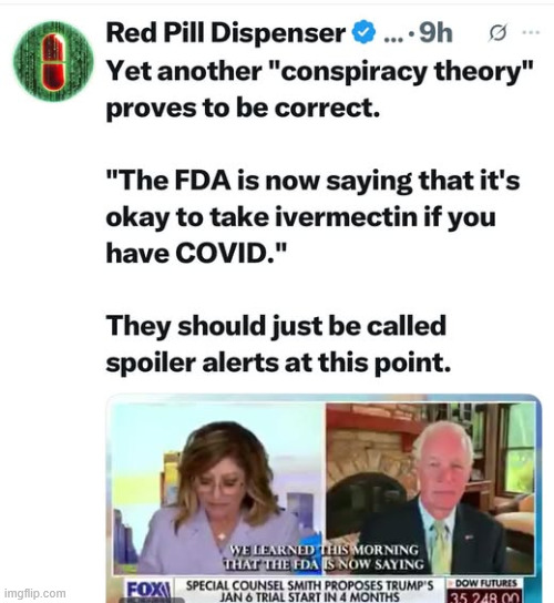 Spoiler alert | image tagged in spoiler alert,fda,ivermectin,covid | made w/ Imgflip meme maker