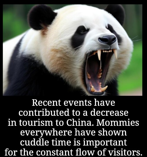 Recent events have contributed to a decrease in tourism to China. Mommies everywhere have shown cuddle time is important for the constant fl | made w/ Imgflip meme maker