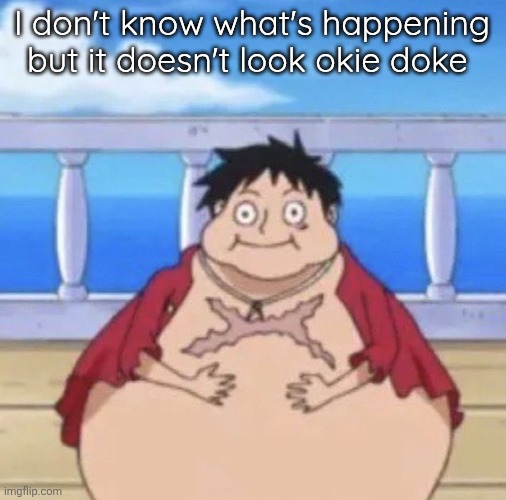 What about these 4 lesbians | I don't know what's happening but it doesn't look okie doke | image tagged in fat luffy | made w/ Imgflip meme maker
