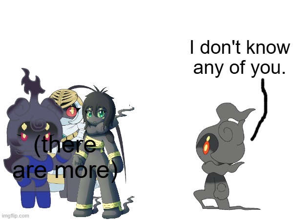 Marshadow Family Reunion.mp3 | I don't know any of you. (there are more) | image tagged in kage | made w/ Imgflip meme maker