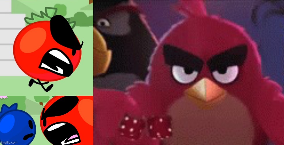 red angry guys with huge eyebrows. the pinnacle of character design | image tagged in angry birds dice roll | made w/ Imgflip meme maker