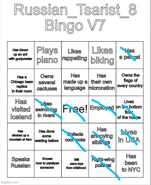 Russian_Tsarist_8 Bingo V7 | image tagged in russian_tsarist_8 bingo v7 | made w/ Imgflip meme maker