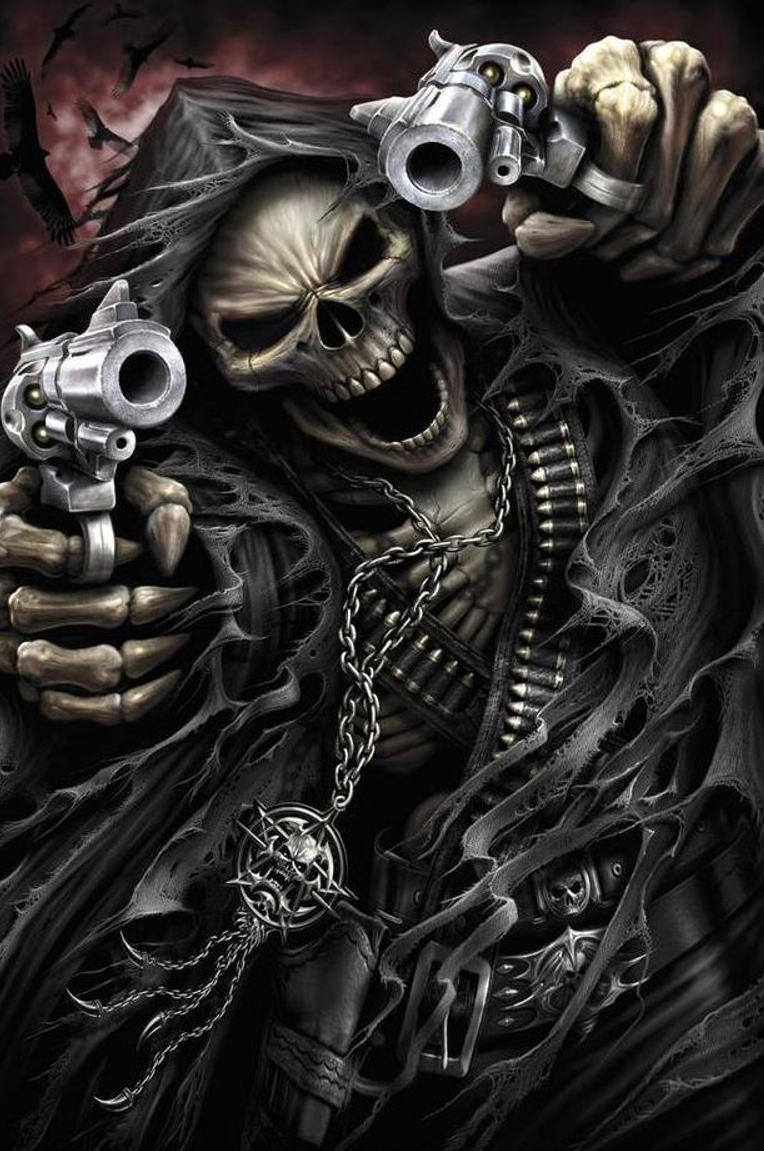 Double revolver edgy skeleton Blank Meme Template