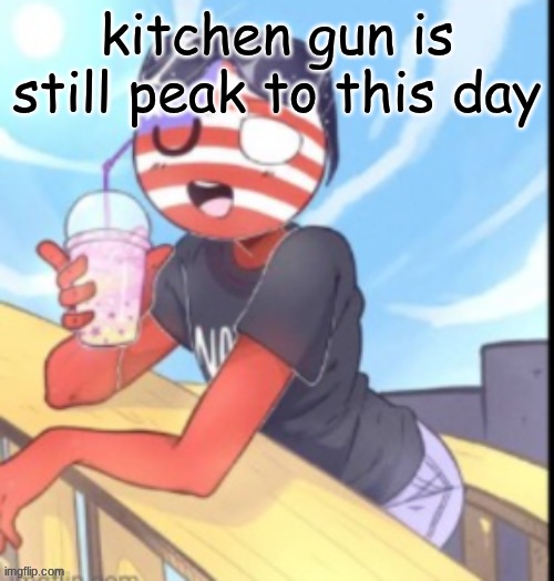 gn chat | kitchen gun is still peak to this day | image tagged in twink 'merica | made w/ Imgflip meme maker