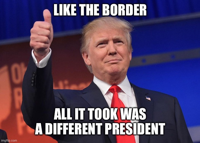 donald trump | LIKE THE BORDER ALL IT TOOK WAS A DIFFERENT PRESIDENT | image tagged in donald trump | made w/ Imgflip meme maker