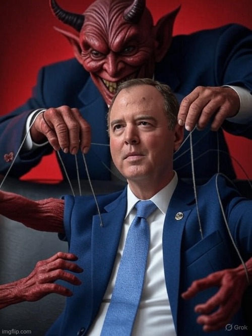 Democratic Puppets | image tagged in adam puppet schiff,political meme,democrats,puppet,satan,memes | made w/ Imgflip meme maker