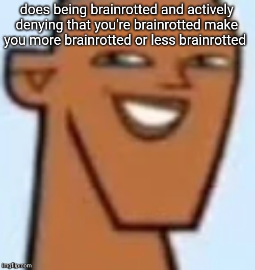justin | does being brainrotted and actively denying that you're brainrotted make you more brainrotted or less brainrotted | image tagged in justin | made w/ Imgflip meme maker