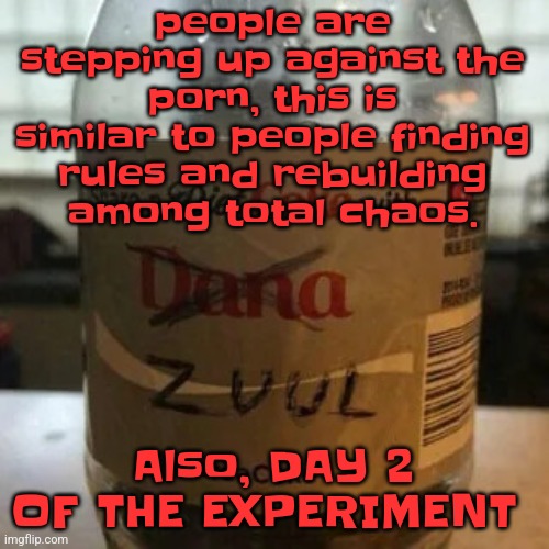 there is no diet, only zero | people are stepping up against the porn, this is similar to people finding rules and rebuilding among total chaos. Also, DAY 2 OF THE EXPERIMENT | image tagged in there is no diet only zero | made w/ Imgflip meme maker