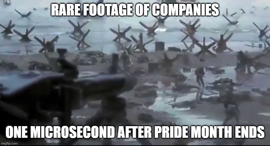 tbh i dont think pride month should exist | RARE FOOTAGE OF COMPANIES; ONE MICROSECOND AFTER PRIDE MONTH ENDS | image tagged in german bunker | made w/ Imgflip meme maker