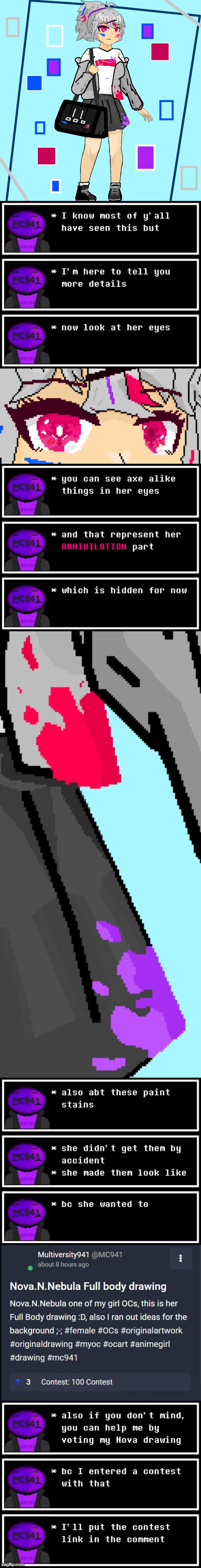 https://www.pixilart.com/contest/100-contest-7084410ef2762e2 | image tagged in nova n nebula,ultimateverse,oc,drawing | made w/ Imgflip meme maker