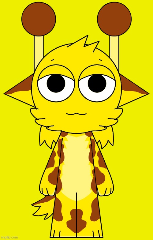 Simon's Halloween costume (he painted brown spots on his body to resemble a giraffe cuz he kinda looks like one) | image tagged in sprunki,simon,giraffe,halloween costume,fan art,incredibox | made w/ Imgflip meme maker