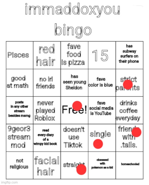 immaddoxyou bingo | image tagged in immaddoxyou bingo | made w/ Imgflip meme maker
