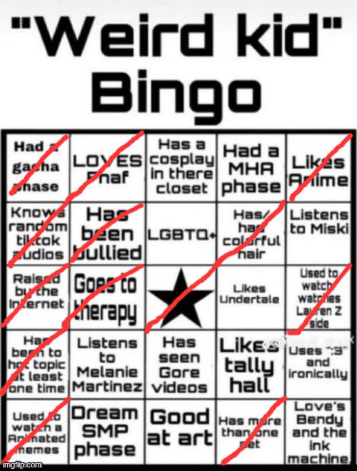 guys I got bingo | image tagged in weird kid bingo | made w/ Imgflip meme maker