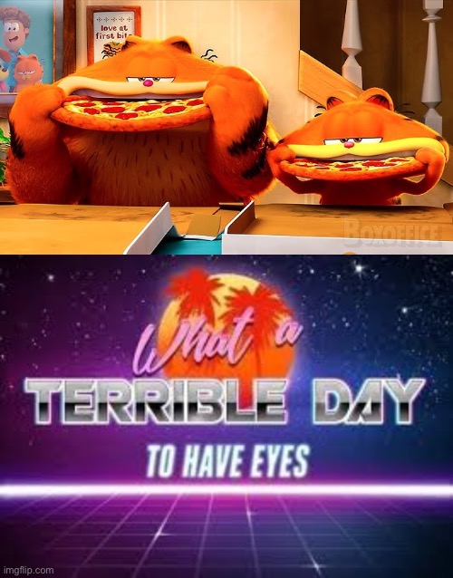 Garfield and vic with stretched mouths looks curssdd | image tagged in what a terrible day to have eyes,garfield,memes,dank | made w/ Imgflip meme maker