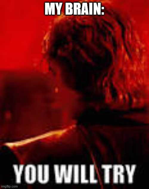 Anakin you will try | MY BRAIN: | image tagged in anakin you will try | made w/ Imgflip meme maker