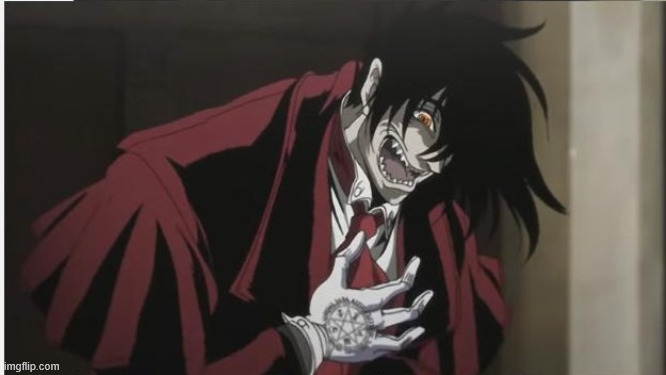 image tagged in laughing alucard | made w/ Imgflip meme maker