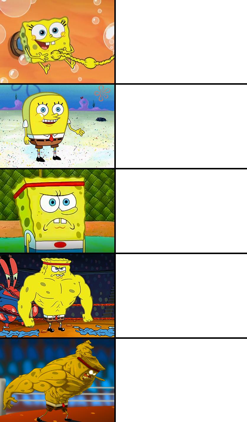 Increasingly Buff Spongebob Blank Meme Template