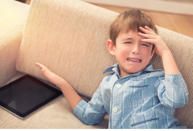 Kid cries on the tablet Blank Meme Template
